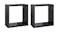 Angled view of two floating cube wall shelves in gloss black Angled view of two floating cube wall shelves in gloss black