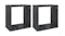 Angled view of two floating cube wall shelves in gloss grey Angled view of two floating cube wall shelves in gloss grey