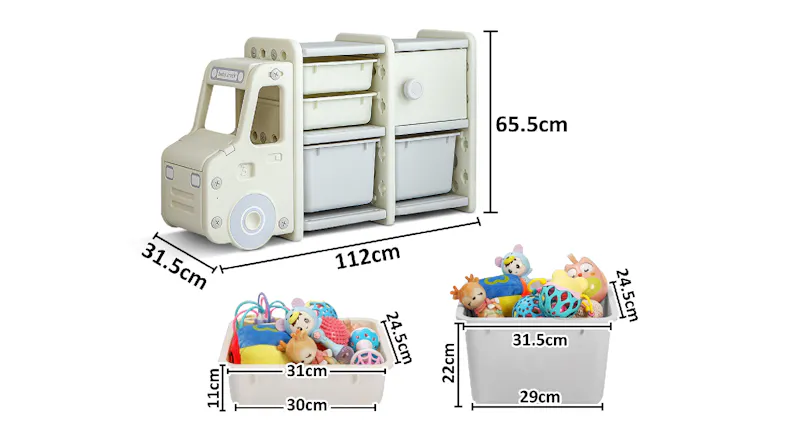 TSB Living Children's Car-Shaped Storage Shelf Set 112 x 31 x 65cm - White TSB Living Children's Car-Shaped Storage Shelf Set 112 x 31 x 65cm - White