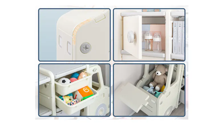 TSB Living Children's Car-Shaped Storage Shelf Set 112 x 31 x 65cm - White TSB Living Children's Car-Shaped Storage Shelf Set 112 x 31 x 65cm - White