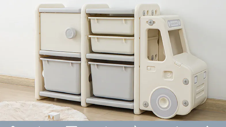 TSB Living Children's Car-Shaped Storage Shelf Set 112 x 31 x 65cm - White TSB Living Children's Car-Shaped Storage Shelf Set 112 x 31 x 65cm - White