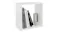 Single white floating cube shelf styled with books Single white floating cube shelf styled with books