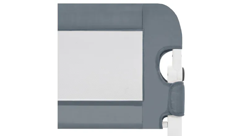 Close‑up of the corner section showing the grey padded frame, white mesh centre, and the circular hinge Close‑up of the corner section showing the grey padded frame, white mesh centre, and the circular hinge