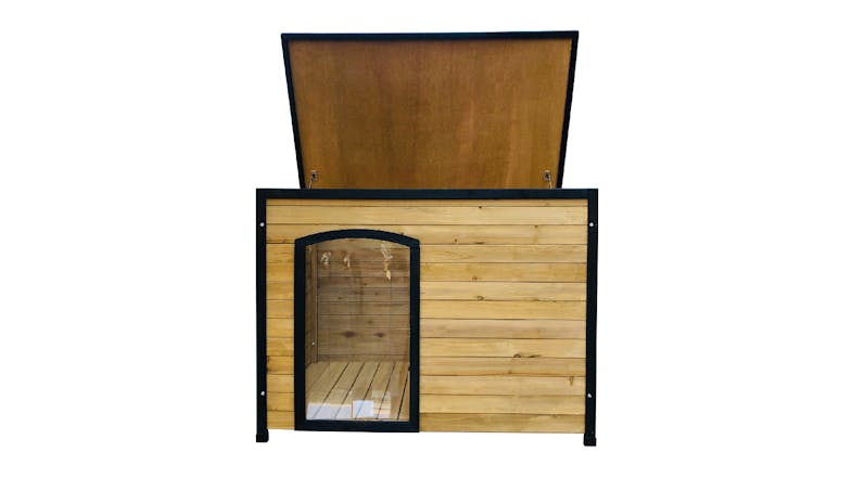 TSB Living Wooden Dog Kennel with Hunge Roof, PVC Door Flap TSB Living Wooden Dog Kennel with Hunge Roof, PVC Door Flap