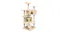 A tall beige cat tree with multiple platforms, two cubby houses, and several sisal‑wrapped scratching posts A tall beige cat tree with multiple platforms, two cubby houses, and several sisal‑wrapped scratching posts