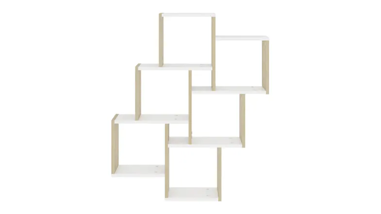 NNEVL 6 Display Cube Wall Shelves 78 x 15 x 93cm in a sleek Sonoma oak and white finish NNEVL 6 Display Cube Wall Shelves 78 x 15 x 93cm in a sleek Sonoma oak and white finish