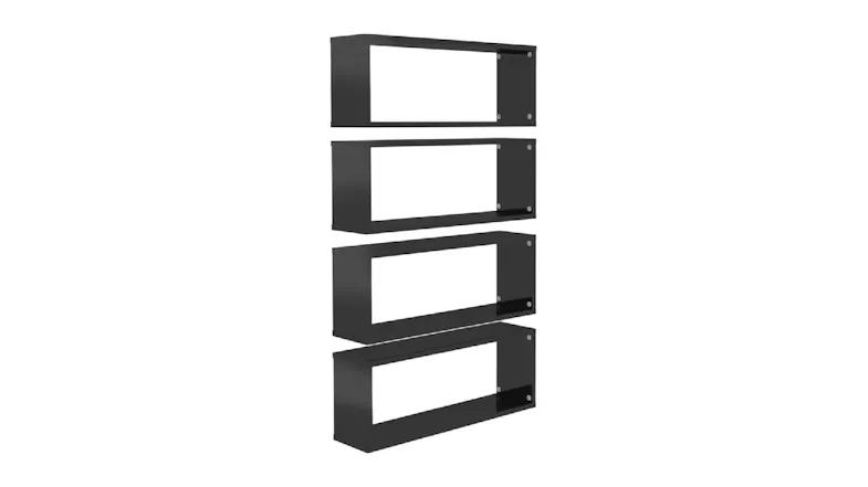 NNEVL Wall Shelves Floating Rectangle 4pcs. 60 x 15 x 33cm - Gloss Black NNEVL Wall Shelves Floating Rectangle 4pcs. 60 x 15 x 33cm - Gloss Black