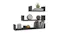 Three floating shelves holding books, a clock, and decor Three floating shelves holding books, a clock, and decor