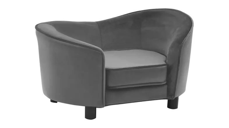 Angled view of the NNEVL grey dog sofa showing the deep seating area and soft texture Angled view of the NNEVL grey dog sofa showing the deep seating area and soft texture