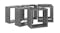 Angled view of six gloss grey cube wall shelves slightly overlapping, highlighting the thick panels Angled view of six gloss grey cube wall shelves slightly overlapping, highlighting the thick panels