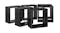 Side view of six gloss black cube wall shelves slightly overlapping, highlighting the thick panels Side view of six gloss black cube wall shelves slightly overlapping, highlighting the thick panels