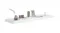 The white floating shelf styled with decorative items, including a glass vase, small containers, and a book The white floating shelf styled with decorative items, including a glass vase, small containers, and a book