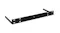 Close‑up of the black metal wall‑mounting bracket, showing elongated screw slots and side supports Close‑up of the black metal wall‑mounting bracket, showing elongated screw slots and side supports