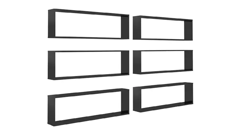 NNEVL Wall Shelves Floating Rectangle 6pcs. 100 x 15 x 30 - Gloss Black NNEVL Wall Shelves Floating Rectangle 6pcs. 100 x 15 x 30 - Gloss Black