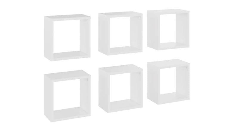 NNEVL Wall Shelves Floating Rectangle 6pcs. 26 x 15 x 26cm - White NNEVL Wall Shelves Floating Rectangle 6pcs. 26 x 15 x 26cm - White