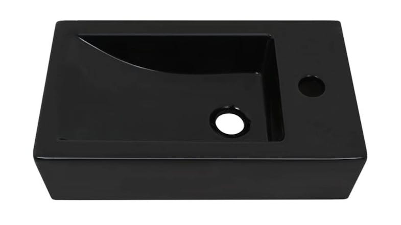 NNEVL Rectangular Ceramic Basin with Faucet Hole 46 x 25.5 x 12cm - Black NNEVL Rectangular Ceramic Basin with Faucet Hole 46 x 25.5 x 12cm - Black