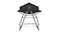 End view of the NNEVL hammock stand, showing the A-frame support and high-tension black fabric End view of the NNEVL hammock stand, showing the A-frame support and high-tension black fabric