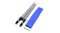 The NNEVL hammock components including the folded silver stand, blue fabric, and black foot caps The NNEVL hammock components including the folded silver stand, blue fabric, and black foot caps