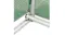 Close-up of an NNEVL greenhouse galvanised steel frame corner joint against green mesh fabric Close-up of an NNEVL greenhouse galvanised steel frame corner joint against green mesh fabric