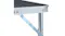 A close-up of the table corner, highlighting the aluminium edging, secure rivets, and the angled support brace A close-up of the table corner, highlighting the aluminium edging, secure rivets, and the angled support brace