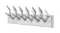 Modern silver wall-mounted coat rack featuring curved hooks Modern silver wall-mounted coat rack featuring curved hooks