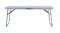 Long, white rectangular NNEVL folding camping table with silver aluminium legs and a centre hinge for folding Long, white rectangular NNEVL folding camping table with silver aluminium legs and a centre hinge for folding