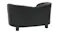 A rear view of a black faux leather dog sofa featuring a curved backrest, clean stitched detailing, and elevated legs A rear view of a black faux leather dog sofa featuring a curved backrest, clean stitched detailing, and elevated legs