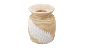 Dotti Carved Wood Vase - 20cm