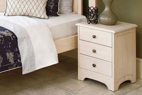Calais 3 Drawer White Wash Bedside Table