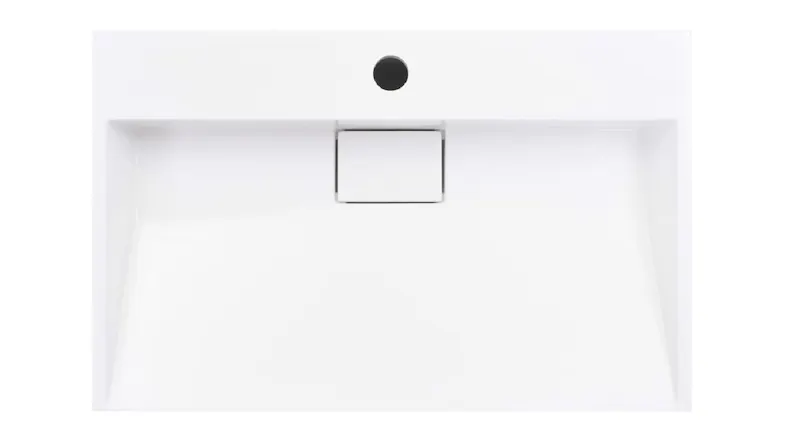 Top view of the NNEVL rectangular cast marble basin in white Top view of the NNEVL rectangular cast marble basin in white