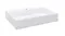 Angled front-side view of the rectangular cast marble basin in white Angled front-side view of the rectangular cast marble basin in white