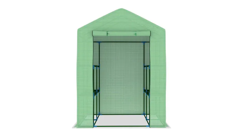 A front view of the Greenhouse with Steel Shelves A front view of the Greenhouse with Steel Shelves