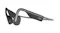 Side view of open-ear headphones showing grooved ear pads Side view of open-ear headphones showing grooved ear pads