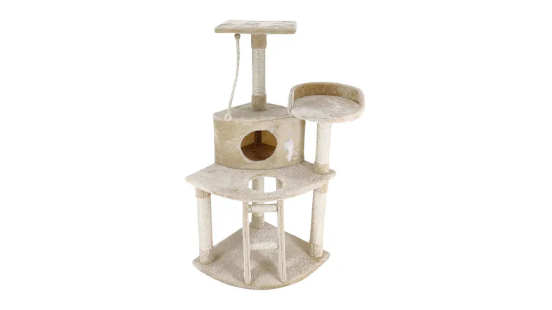 4Paws Cat Tower & Scratching Post with Platforms, Hides 120cm - Beige 4Paws Cat Tower & Scratching Post with Platforms, Hides 120cm - Beige