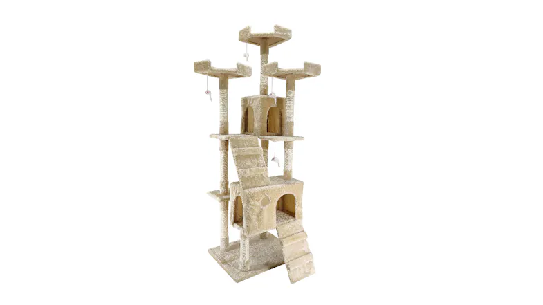 4Paws Cat Tower & Scratching Post with Platforms, Hides 180cm - Beige 4Paws Cat Tower & Scratching Post with Platforms, Hides 180cm - Beige