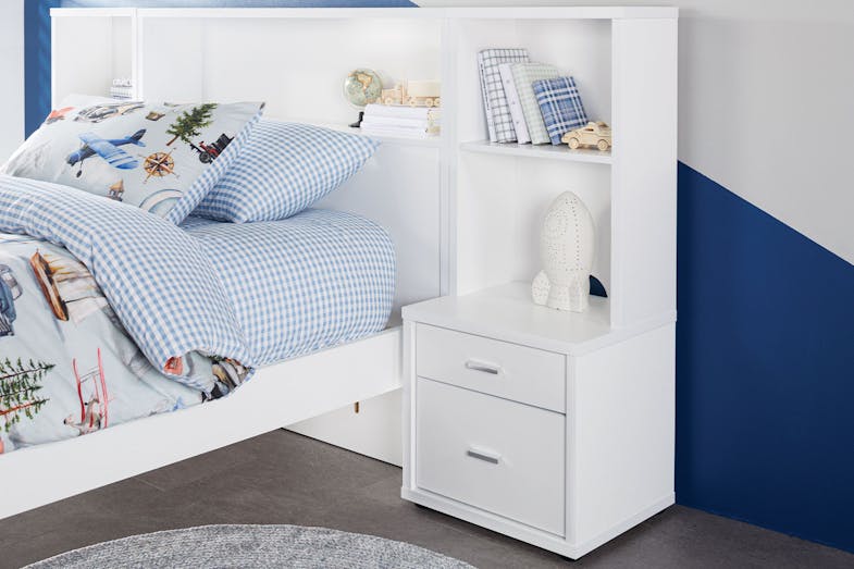 Hero 2 Drawer Bedside Hutch - White Hero 2 Drawer Bedside Hutch - White