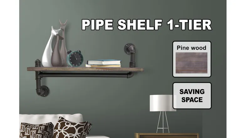 TSB Living Industrial Pipe Shelf TSB Living Industrial Pipe Shelf