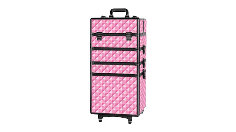 TSB Living Portable Makeup Trolley with Wheels, Travel Handle - Pink TSB Living Portable Makeup Trolley with Wheels, Travel Handle - Pink