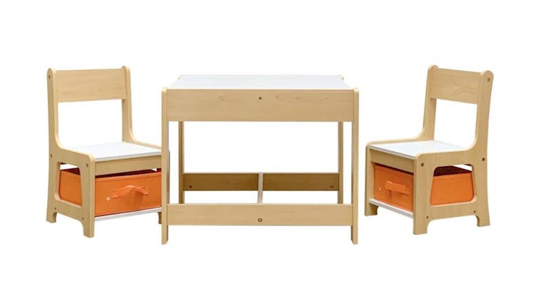 TSB Living Gioia Kids' Table & Chair Set with Storage - White/Oak TSB Living Gioia Kids' Table & Chair Set with Storage - White/Oak