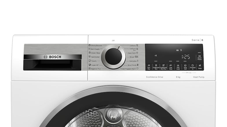 Bosch 8kg 14 Program Heat Pump Condenser Dryer - White (Series 8/WQG235D8AU)