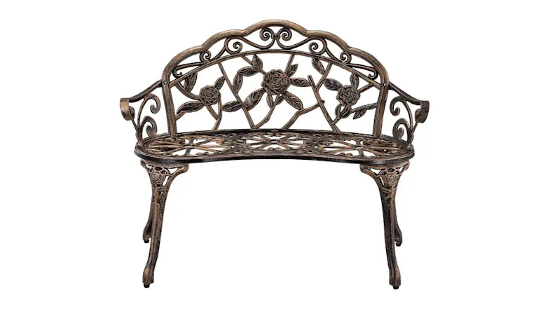 TSB Living Ornate Cast Aluminium Garden Bench - Antique Bronze TSB Living Ornate Cast Aluminium Garden Bench - Antique Bronze