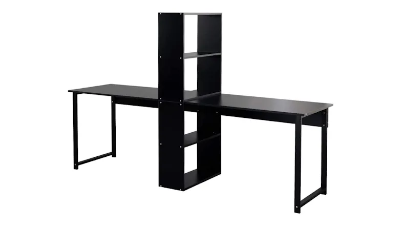 TSB Living 2 Person Desk with Dividing Bookshelf - Black TSB Living 2 Person Desk with Dividing Bookshelf - Black