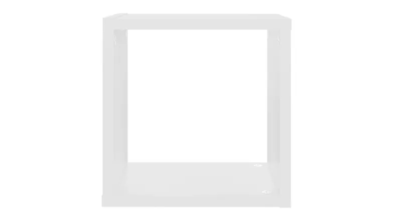A front view of a single square floating wall shelf in white finish A front view of a single square floating wall shelf in white finish