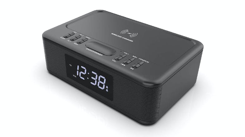 Lenoxx FM Radio Alarm Clock with Wireless Charging, Bluetooth Lenoxx FM Radio Alarm Clock with Wireless Charging, Bluetooth