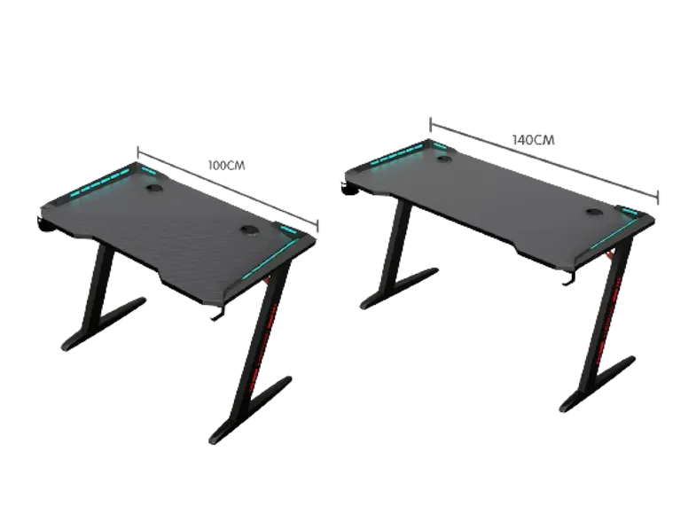 TSB Living LED Gaming Desk with Cup Holder, Hook 120cm - Carbon Fiber TSB Living LED Gaming Desk with Cup Holder, Hook 120cm - Carbon Fiber