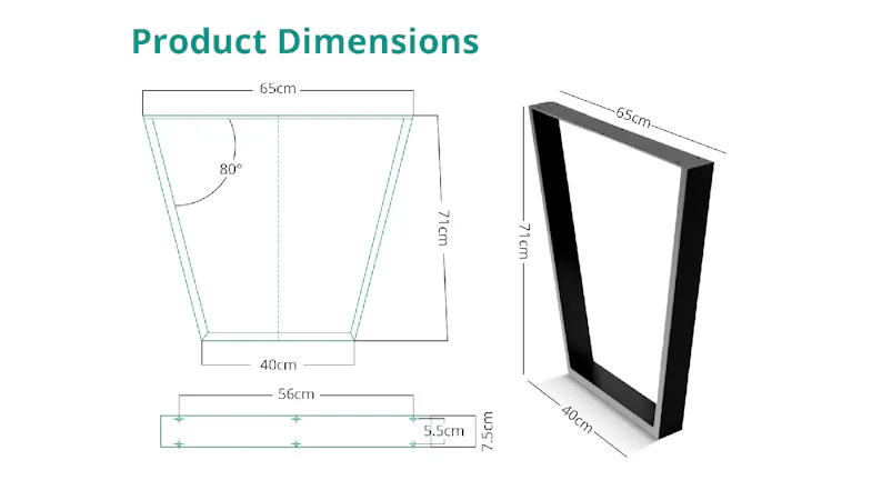 TSB Living Top-Heavy Trapezoid Table Leg with Pre-Drilled Holes 2pcs. - Matte Black TSB Living Top-Heavy Trapezoid Table Leg with Pre-Drilled Holes 2pcs. - Matte Black