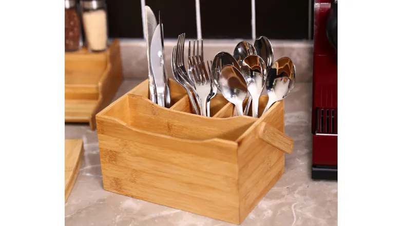 Sherwood Bamboo Tabletop Cutlery Caddy with Handle Sherwood Bamboo Tabletop Cutlery Caddy with Handle