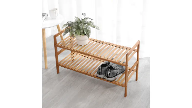 Sherwood 2 Tier Natural Bamboo Shoe Rack Sherwood 2 Tier Natural Bamboo Shoe Rack