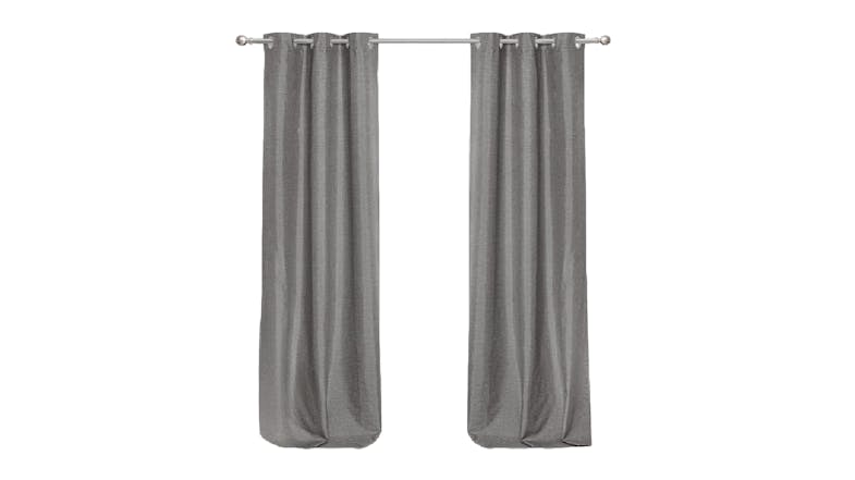 Sherwood Home Faux Linen Blackout Curtain Twin Pack 135 x 223cm - Pepper Grey Sherwood Home Faux Linen Blackout Curtain Twin Pack 135 x 223cm - Pepper Grey