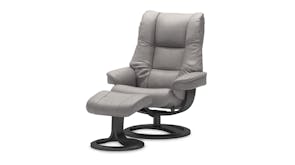 Freya Leather Recliner and Footstool - Grey